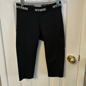 Ivy Park Women’s S Cropped Black Biker Leggings Stretchy Workout Yoga Pants
